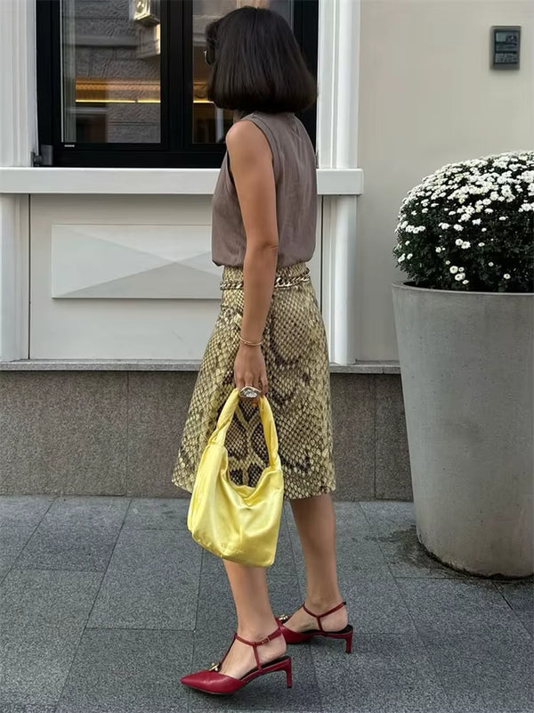 חצאית מיני בהדפס נחש