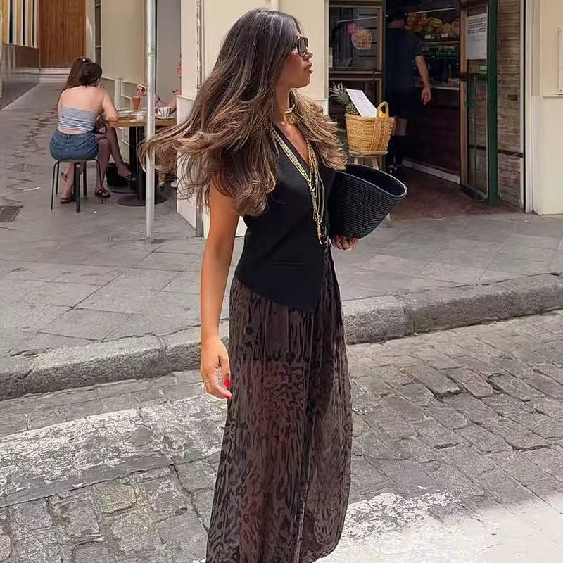 מכנסי לאנטרן רחבים בהדפס חיה