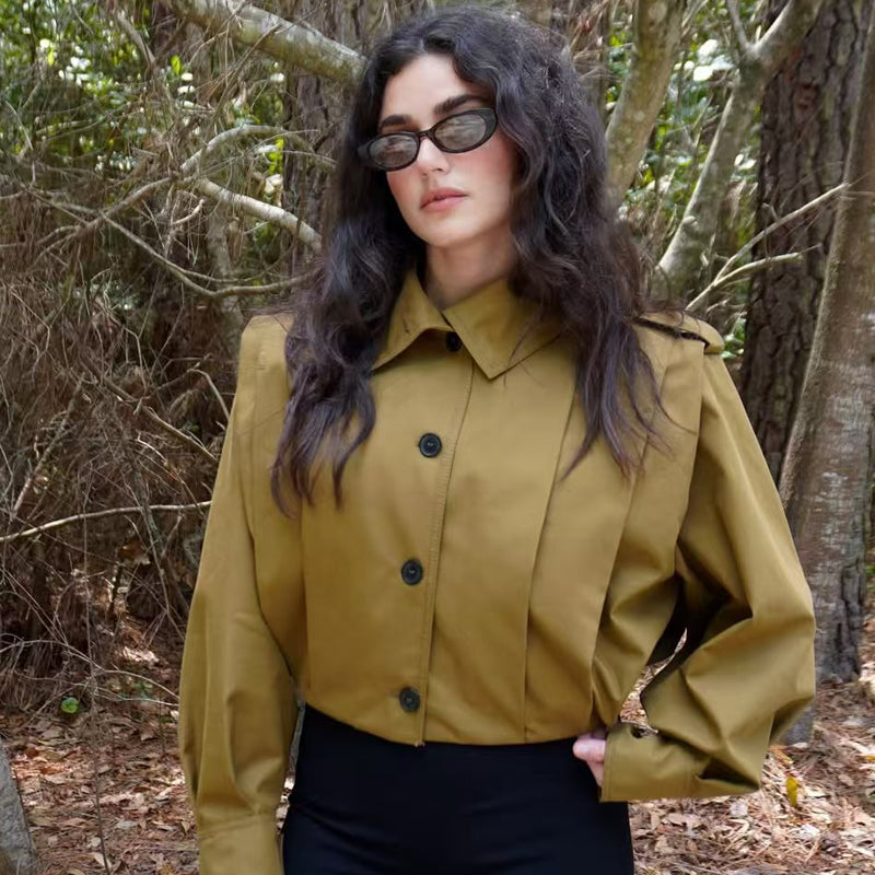 ז'קט קרופ קליל עם כפלים בסגנון טייסים