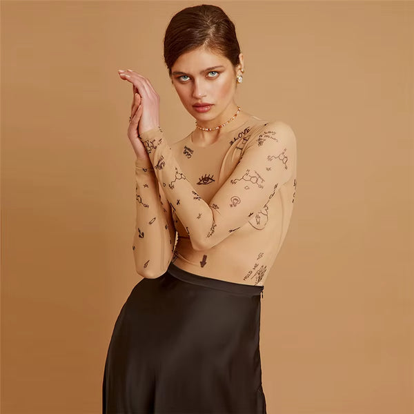 בגד גוף גרפי בהדפס אמנותי