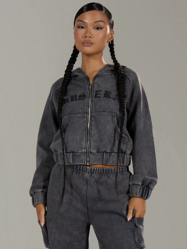 קפוצ'ון רטרו קצר בגזרה משוחררת עם אפקט יישון