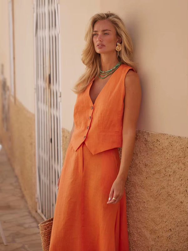 סט מחויט של ווסט וחצאית במראה יוקרתי