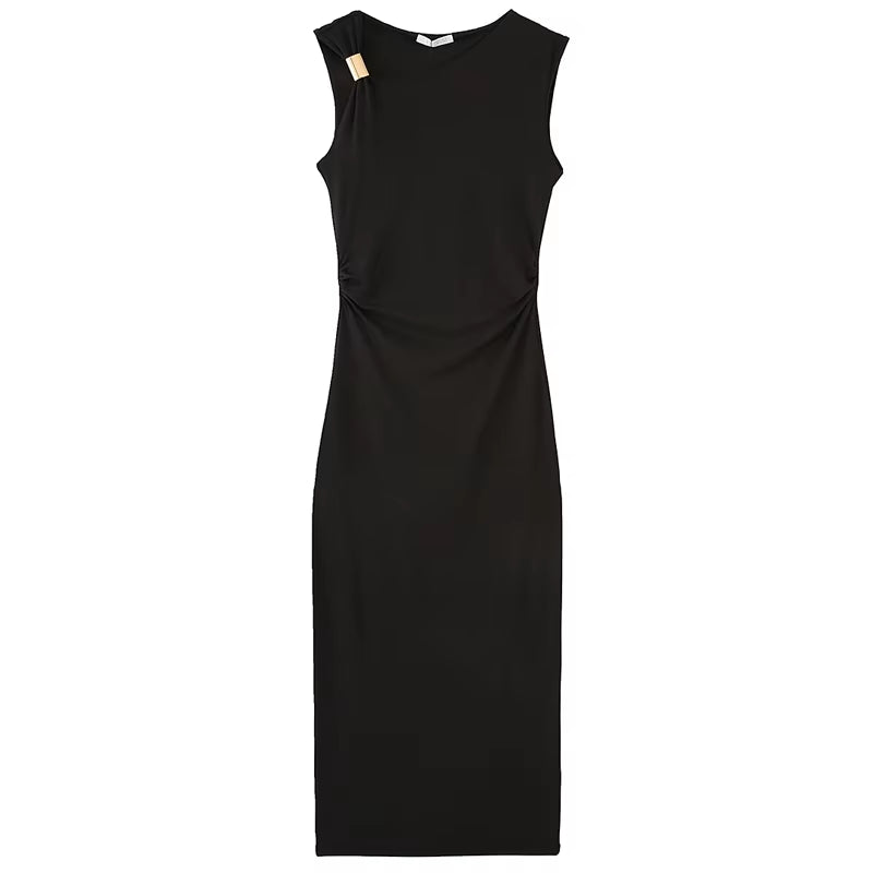 שמלת מקסי בודיקון בעיצוב קורסט וסיומת וולנים